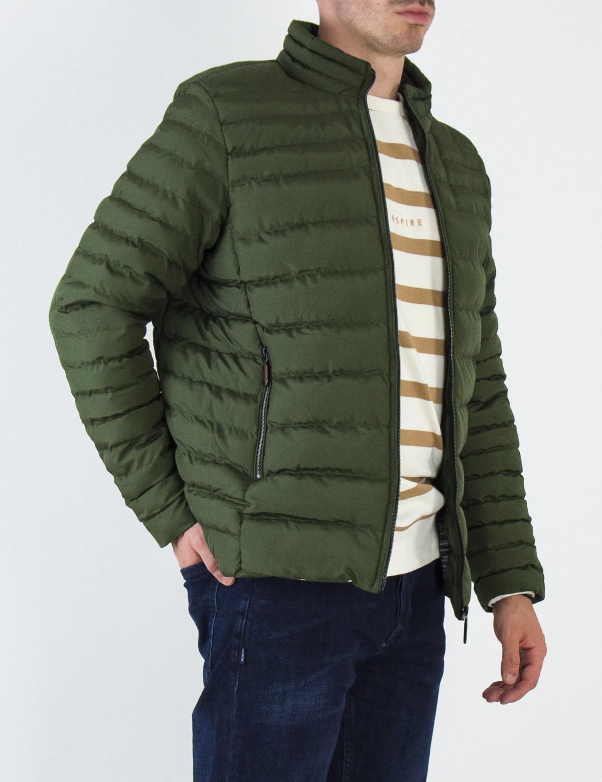 Ανδρικό χακί καπιτονέ μπουφάν 3066 φωτογραφία